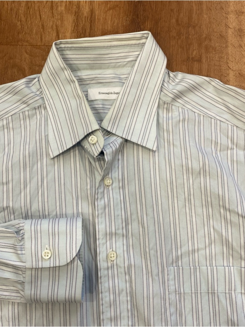 Ermenegildo Zegna Button Up Dress Shirt Mens 41/16 Large Striped Portofino